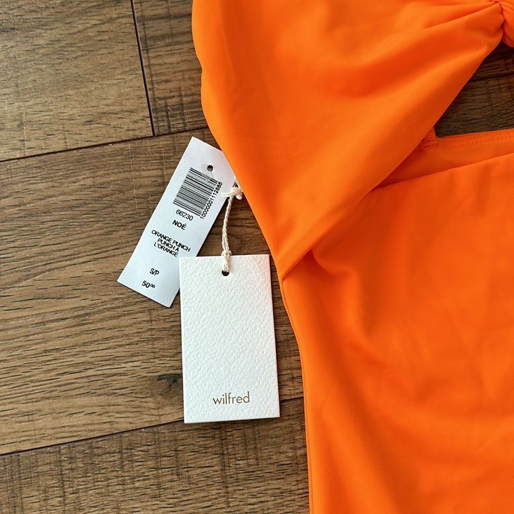 NWT Wilfred Aritizia Noe Orange Punch One Piece Swimsuit Bodysuit Womens Small - Picture 2 of 5